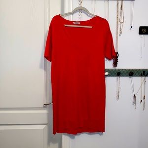 Zara Bright Red V-Neck Dress